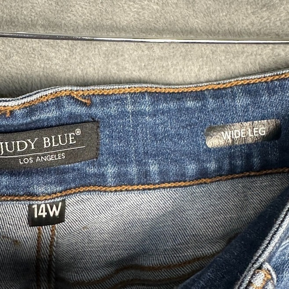 Judy Blue Jeans Womens 14W Blue Wide Leg Stretch Pockets High Rise Medium Wash - Picture 4 of 14